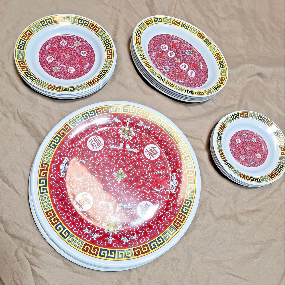 Thunder Group 2012 Longevity Melamine Lot of 18 Tar-Hong Plates Bowls Dishes Mix